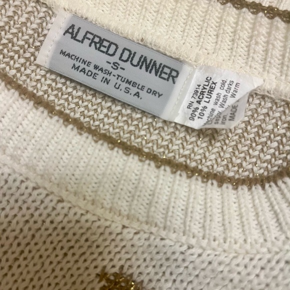 ALFRED DUNNER Vintage 80s/90s Gold Lurex Rose Sweater Small 💛 - Picture 4 of 7